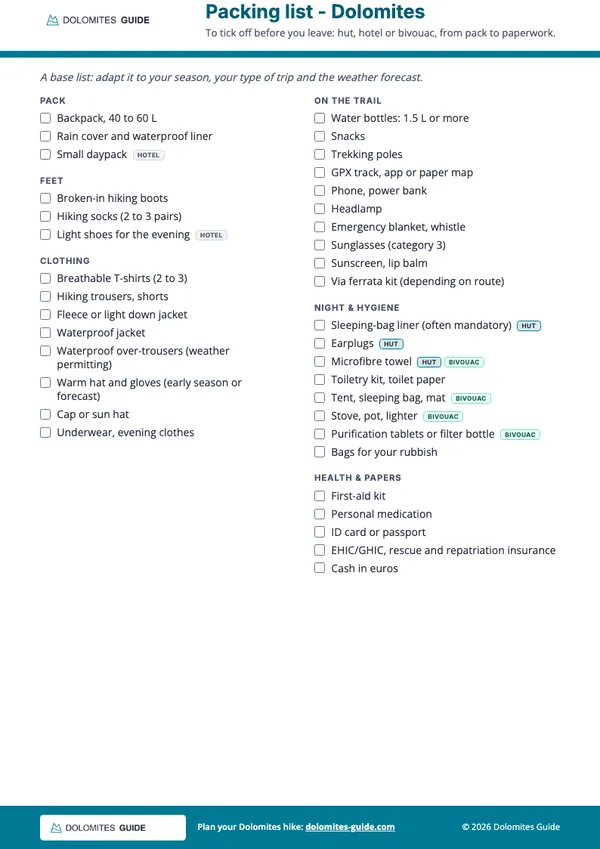 Preview of the packing list PDF