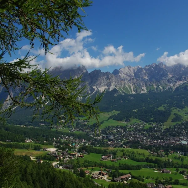 Belvedere at Pocol above Cortina d'Ampezzo with a panoramic view across the Boite valley toward the Tofane massif