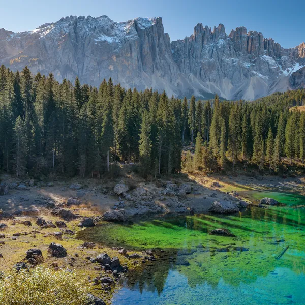 Lake Carezza and its green water