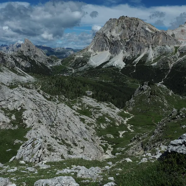 Passo Falzarego at the foot of the Lagazuoi walls
