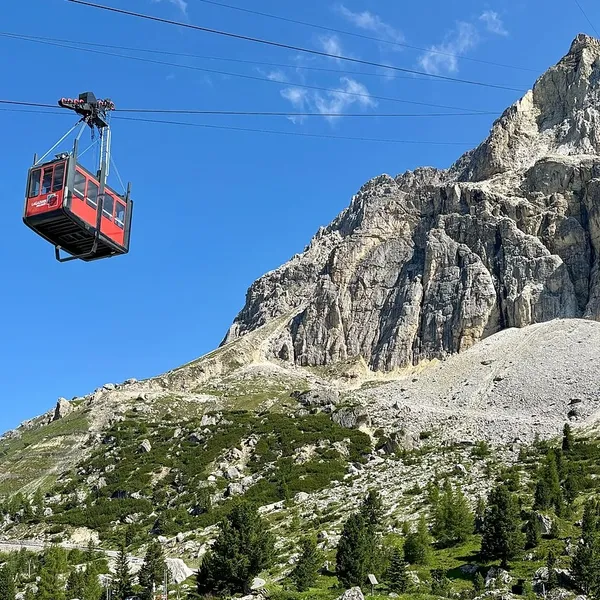 Lagazuoi cable car cabin above Passo Falzarego