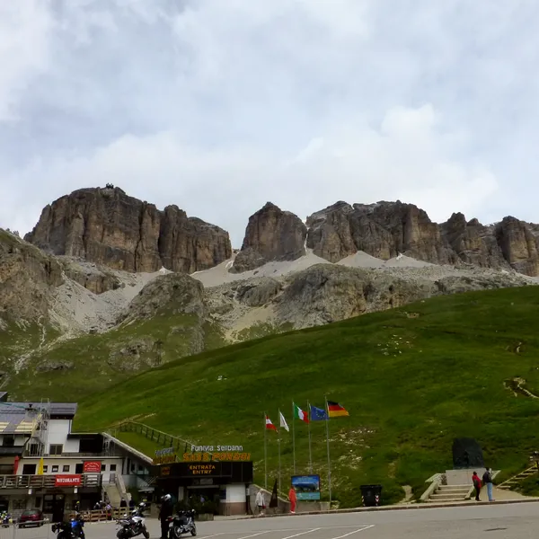 Passo Pordoi between the Sella massif and the Sass Pordoi