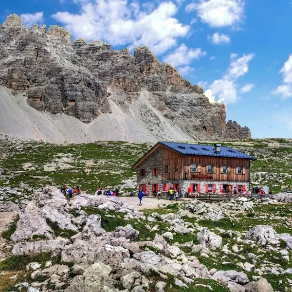 Rifugio Lavaredo on the north side of the Tre Cime di Lavaredo loop trail