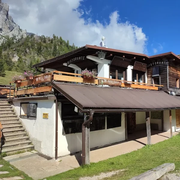 Rifugio Passo Duran at the road pass between the Civetta and Moiazza massifs