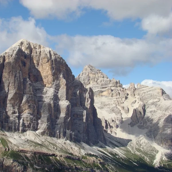 Tofane de Rozes massive rock wall seen from the Alta Via 1 trail